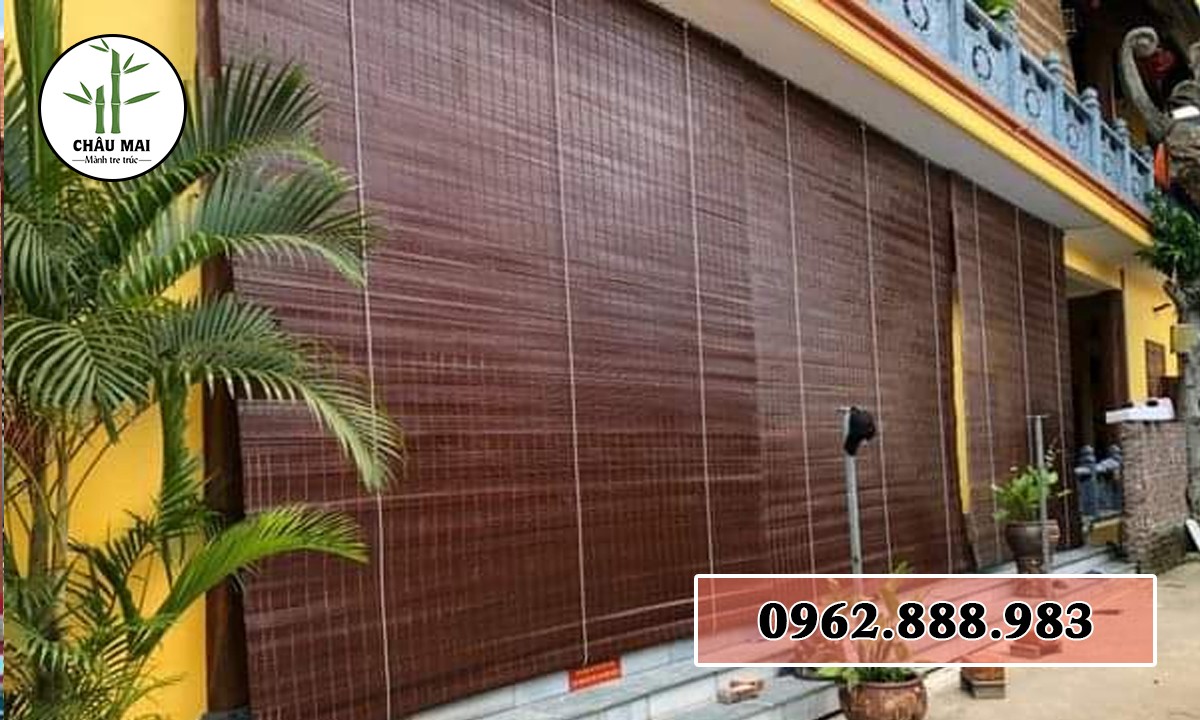 Mành trúc sơn nâu gụ
